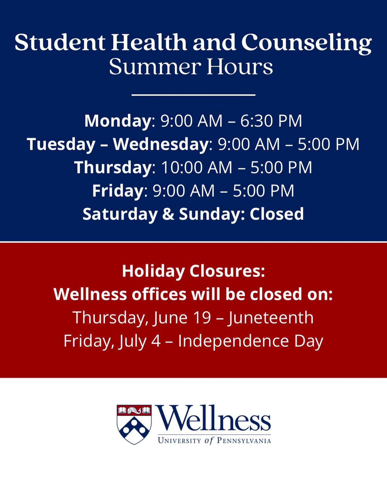 Visit wellness.upenn.edu for more information!