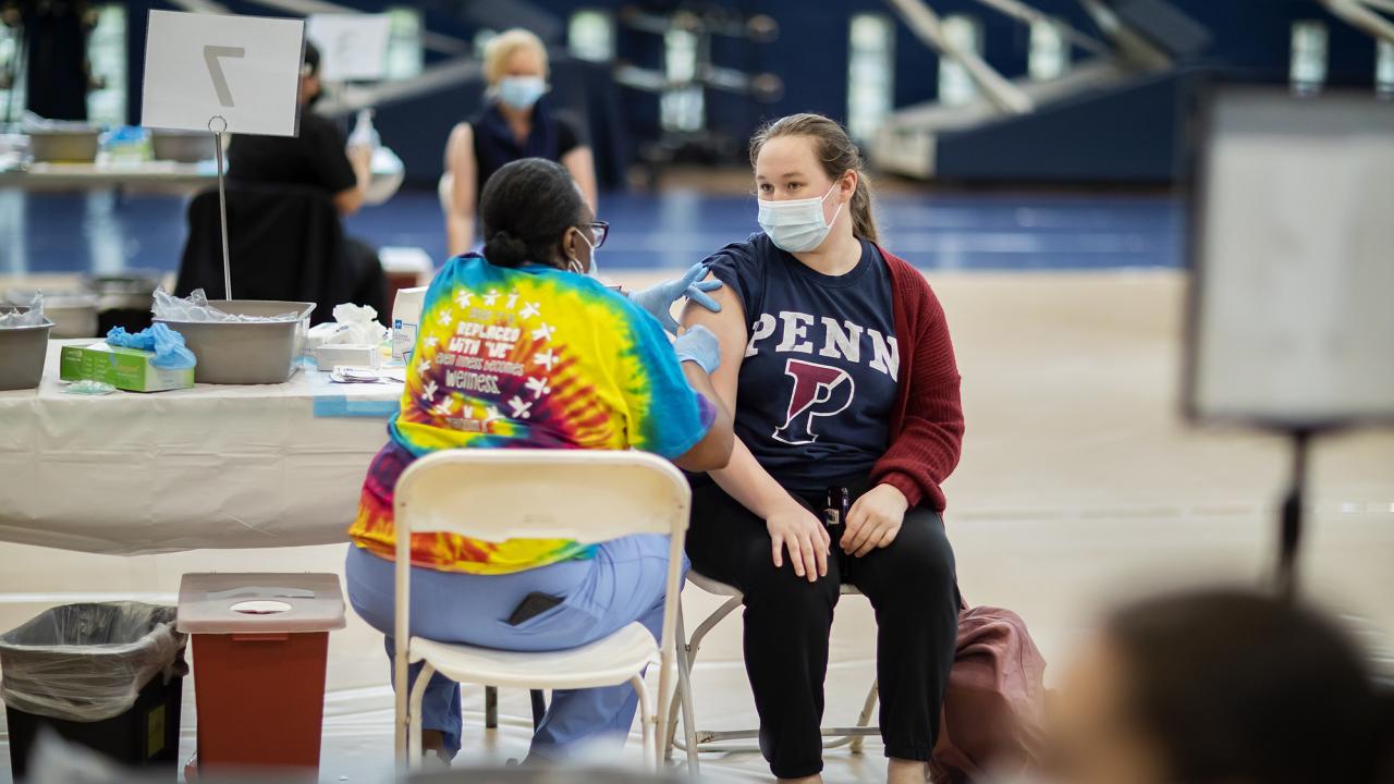 Person getting flu shot