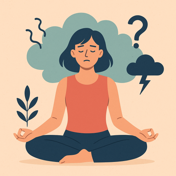 illustration of a person meditating during a stressful time